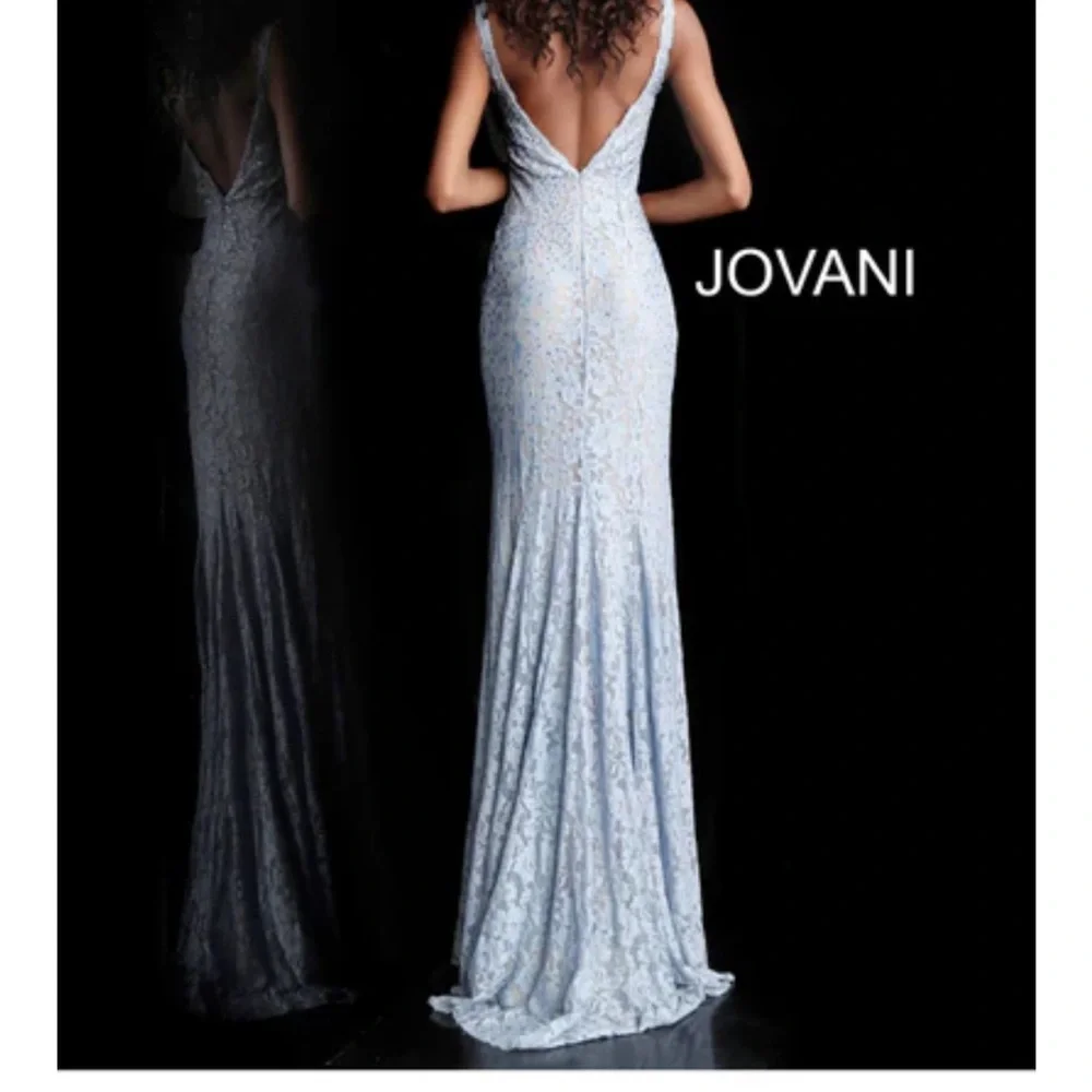 BEADED LACE FITTED SLEEVELESS GOWN BY JOVANI 48994 - Picture 4 of 16